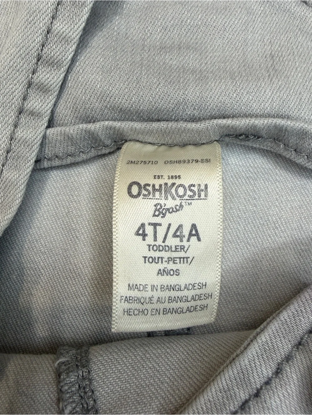 OshKosh B’Gosh Toddler Girl Adjustable Straps Button Down Jean Jumper Gray Demin